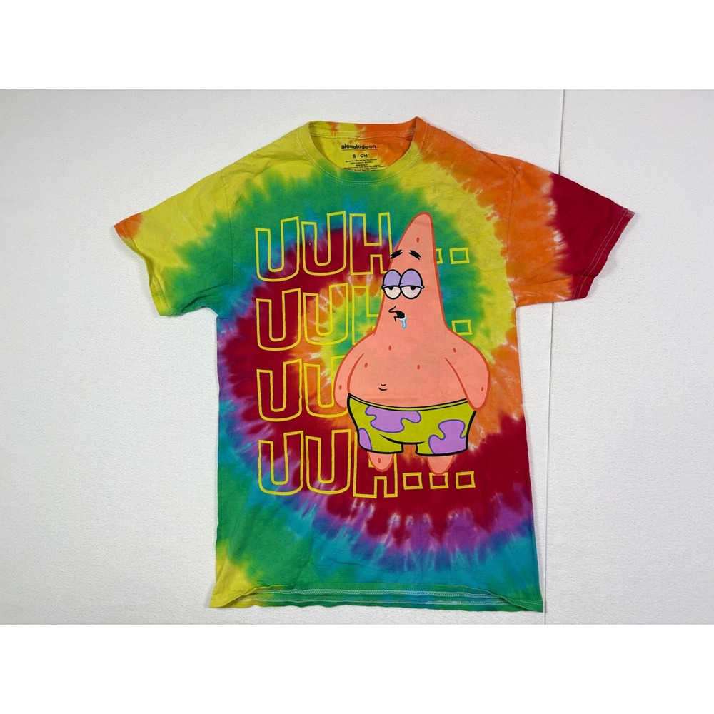 Nickelodeon Patrick Star SpongeBob Tie Dye Graphic T-Shirt Small Rainbow Uuh...